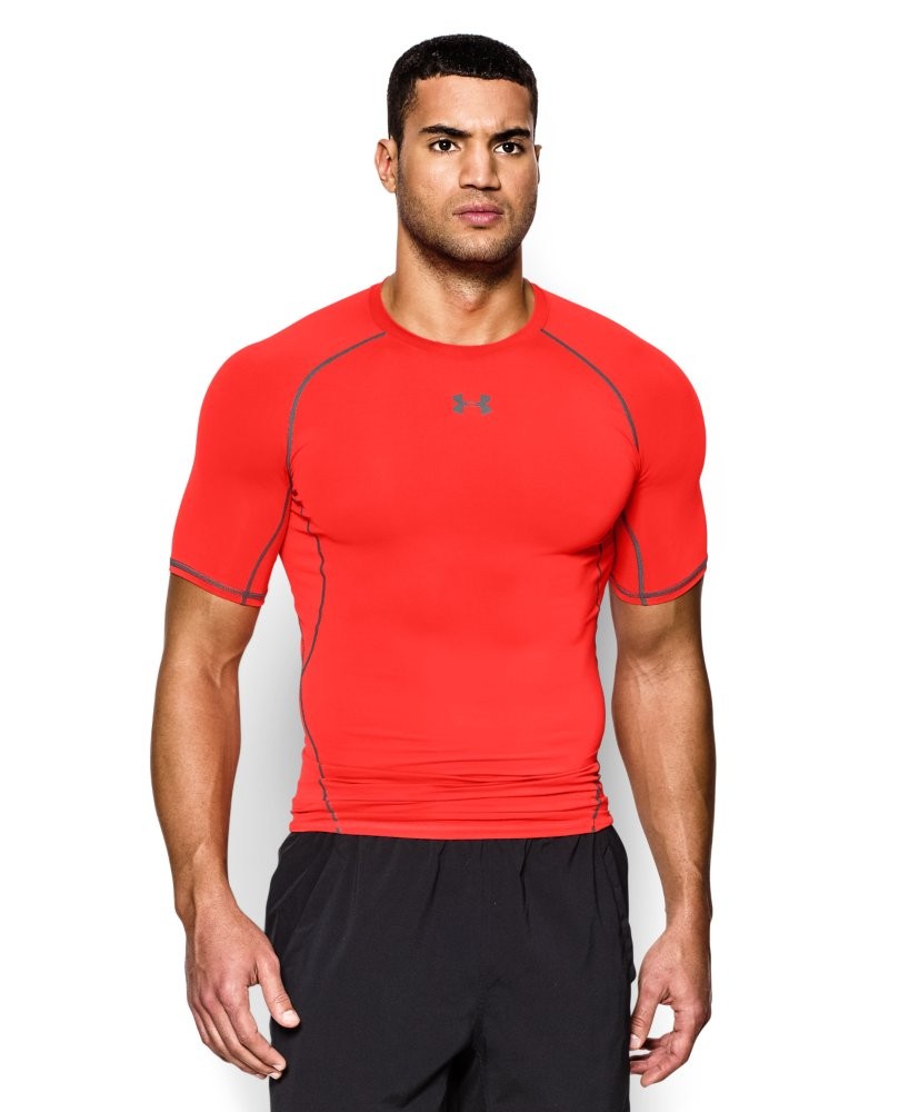 Men's Under Armour Compression T-Shirt - Heat Gear Top - Bolt Orange ...